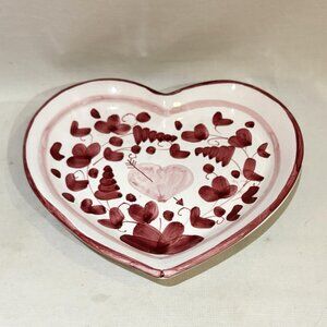 Italian Deruta Hand Made Painted Pottery Sambuco Heart Shaped Plate Trinket Dish